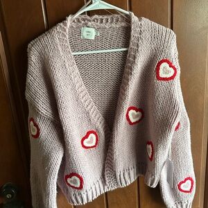 Urban Outfitters Pink Heart Cardigan